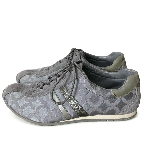 Coach | Shoes | Coach Kathleen Dusty Blue Gray Classic C Logo Lace Up ...